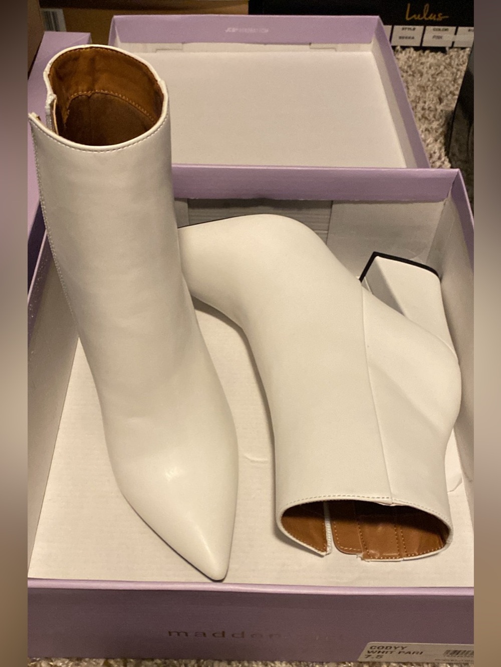 Madden Girl White Pointed Toe Ankle Boots